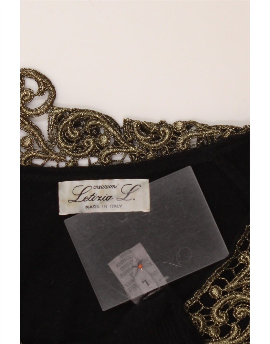 LETIZIA L. Suéter feminino com decote em V Reino Unido 16 grande lã paisley preta