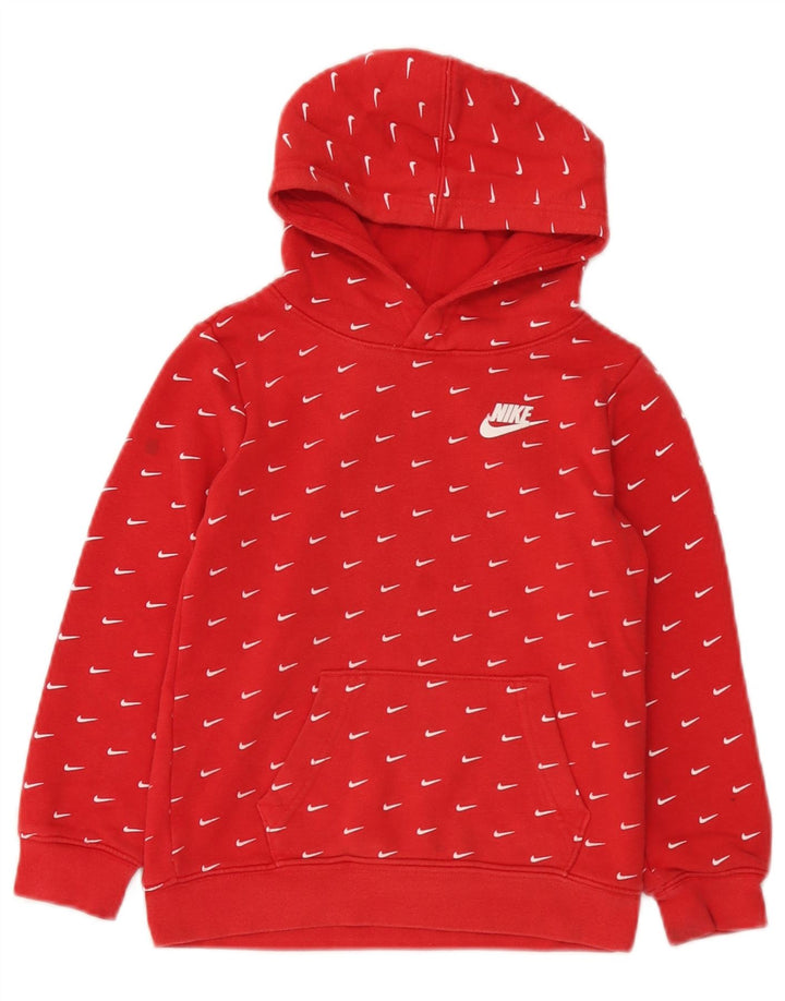 Jumper com capuz Nike Boys 6-7 anos algodão vermelho
