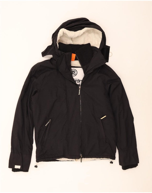 Jaqueta corta-vento masculina Superdry com capuz e blusão UK 40 grande preto nylon