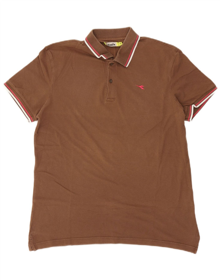 Camisa polo masculina Diadora XL algodão marrom