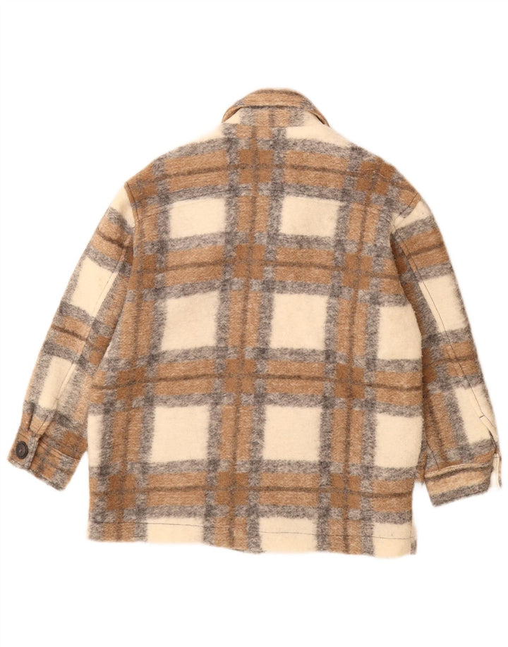 Zara Womens Shacket Oversized Jacket UK 6 XS Beige Check Lã