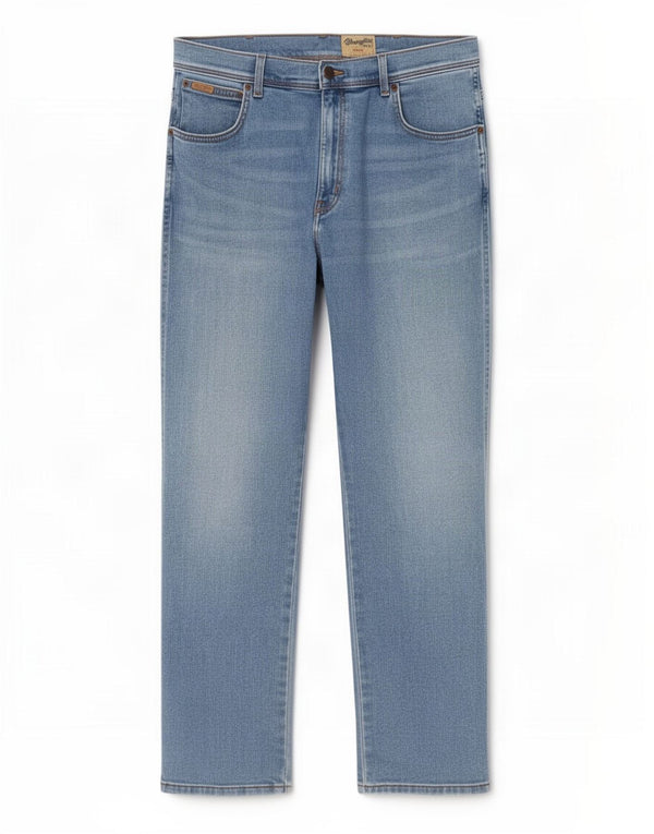 Wrangler Masculino Texas Stretch Straight Jeans W38 L30 Azul Algodão