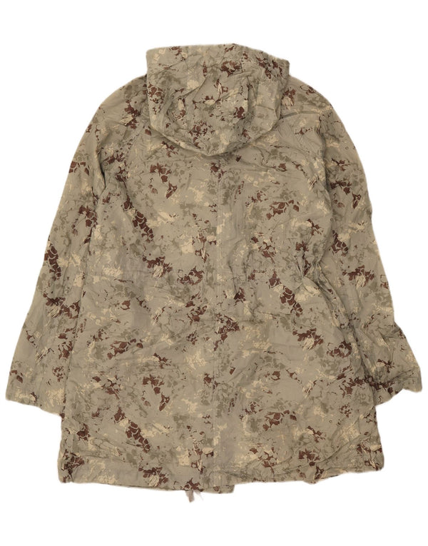 Jaqueta Parka com capuz feminina Topshop Reino Unido 8 poliéster camuflado verde pequeno