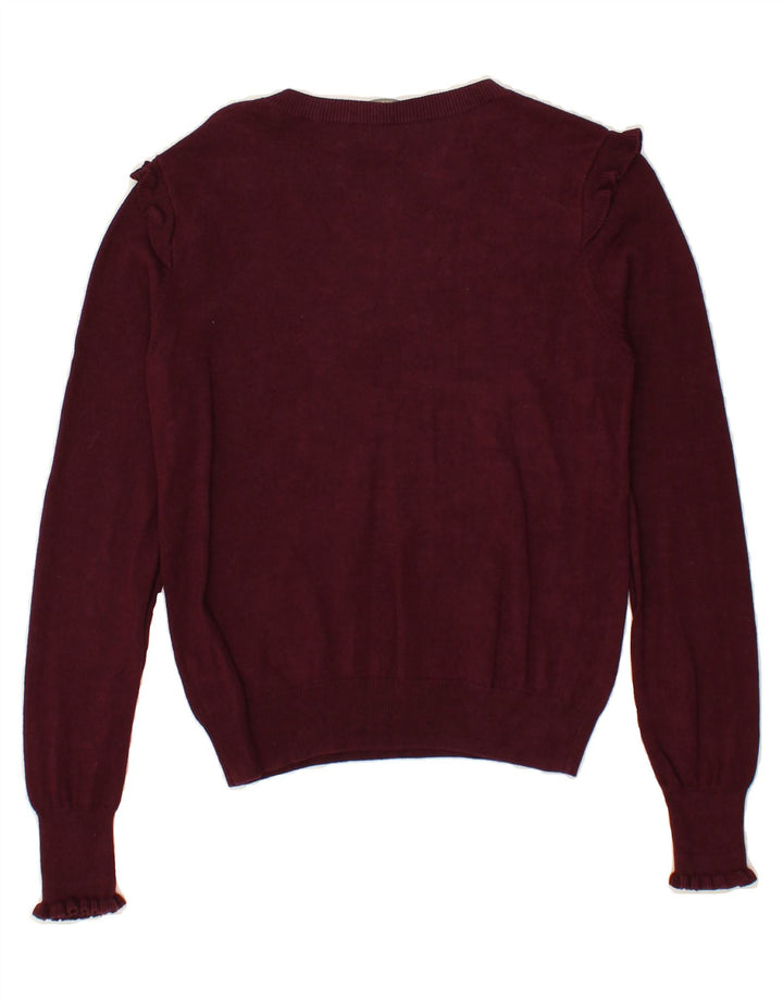 OASIS Womens Crew Neck Jumper Sweater UK 12 Medium Burgundy Cotton Vintage Oasis and Second-Hand Oasis from Messina Hembry 