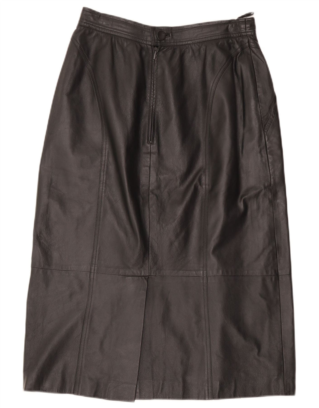 Saia de couro feminina vintage W28 média preta