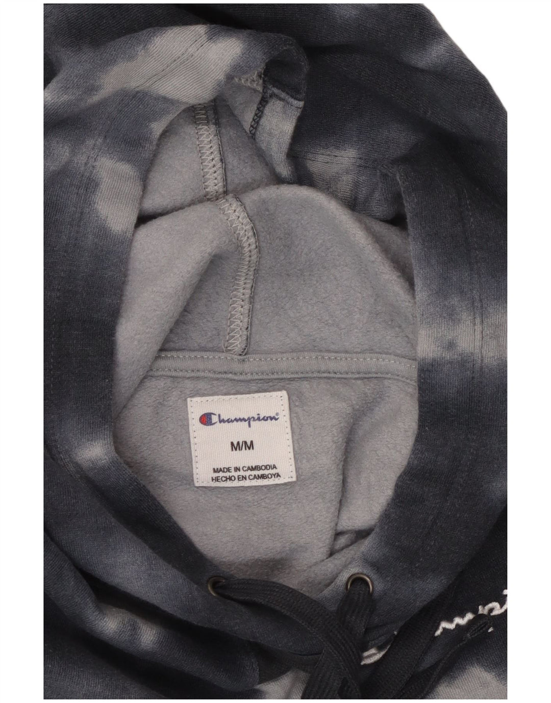 Jumper feminino com capuz e moletom Champion UK 14 médio preto tie-dye algodão