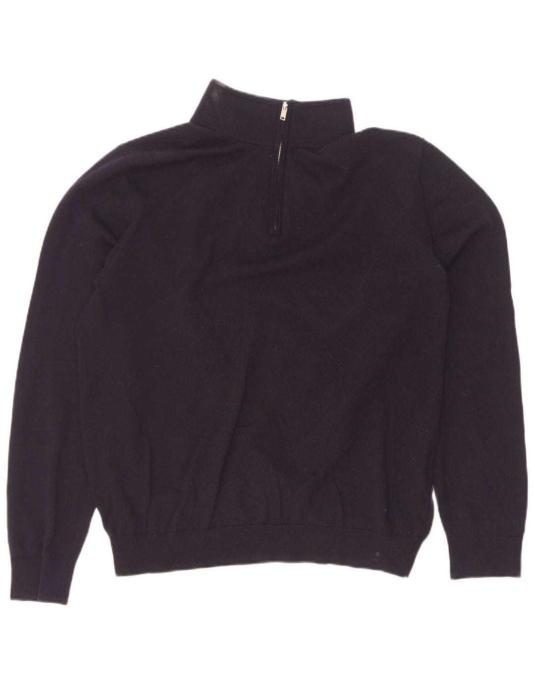 Suéter masculino Reiss com zíper e gola XL de lã preta