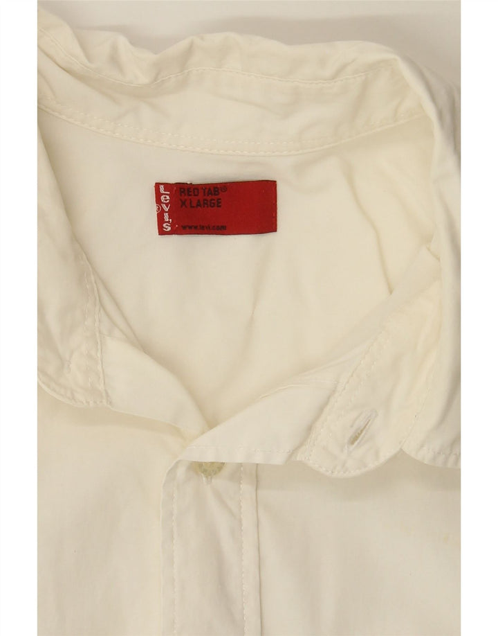 LEVI'S Mens Short Sleeve Shirt XL Off White Cotton Vintage Levi's and Second-Hand Levi's from Messina Hembry 
