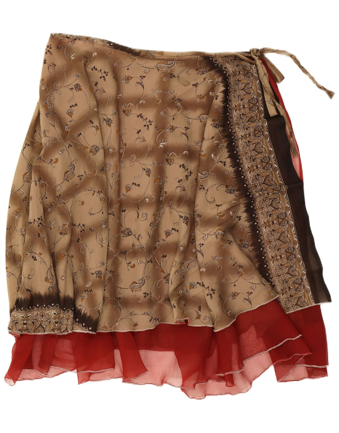 Saia feminina vintage W38 2XL marrom floral