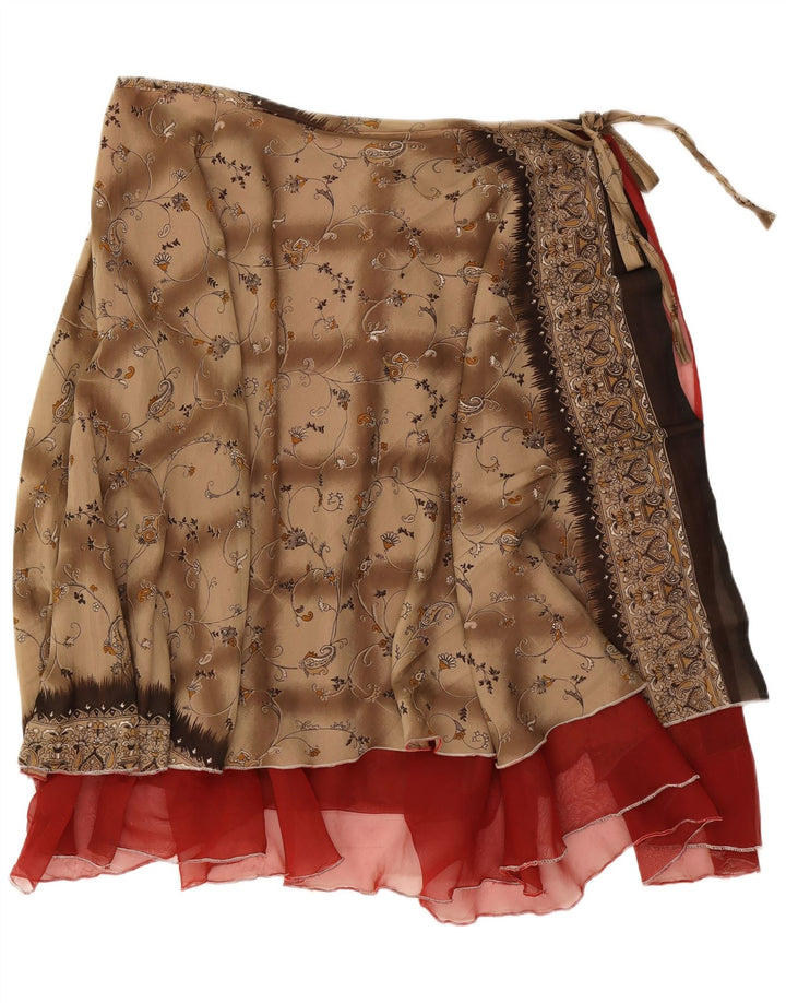 Saia feminina vintage W38 2XL marrom floral