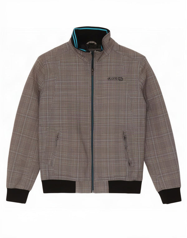 Jaqueta bomber masculina Jack & Jones Reino Unido 38 algodão xadrez cinza médio