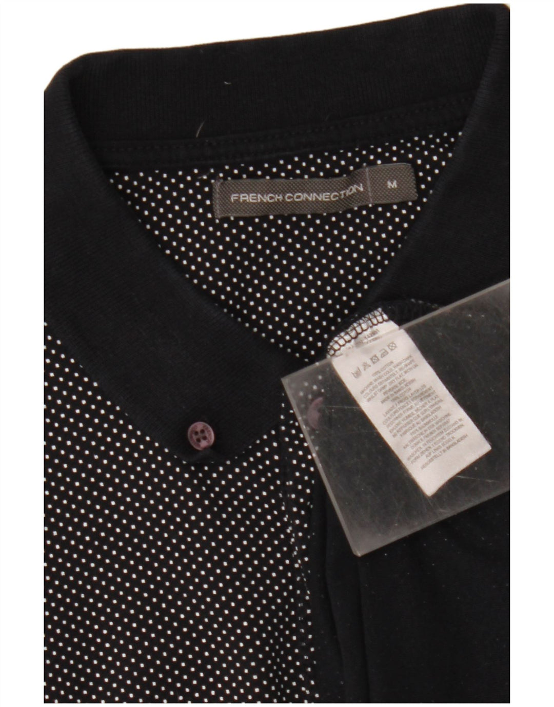 Camisa polo masculina FRENCH CONNECTION de algodão com bolinhas pretas médias