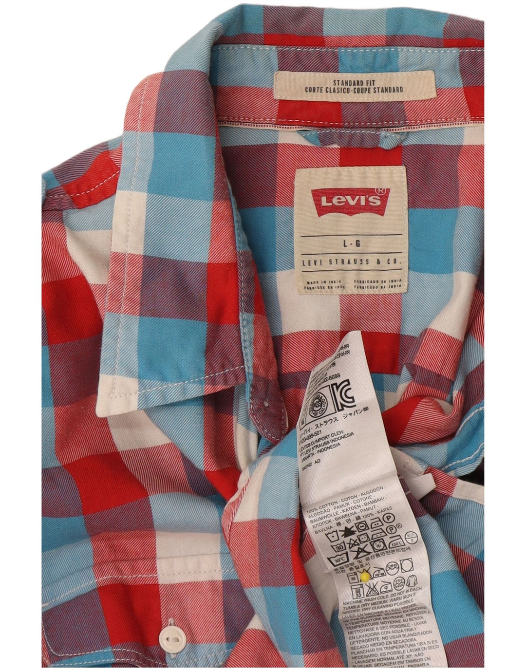 Camisa masculina Levi's Standard Fit grande algodão xadrez multicolorido