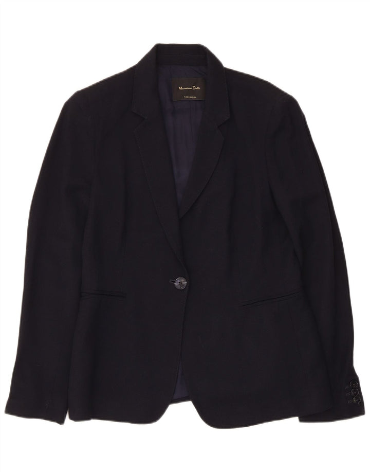 Jaqueta blazer feminina Massimo Dutti com 1 botão EU 40 médio azul marinho viscose