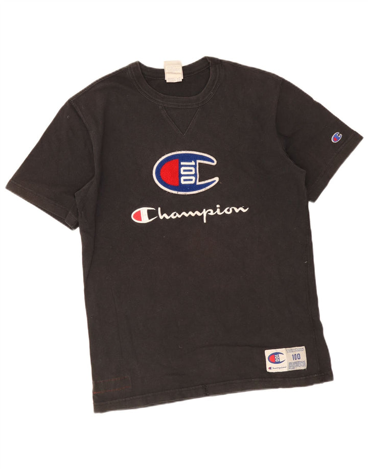 Camiseta gráfica masculina Champion de algodão preto médio