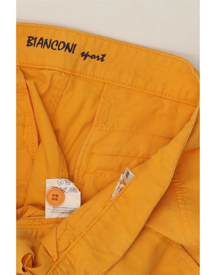 Shorts cargo masculino vintage IT 48 médio W34 algodão amarelo