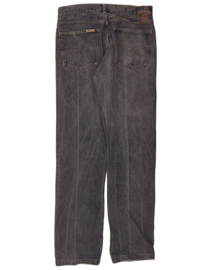 REPLAY Calça jeans feminina cintura alta regular reta UE 38 médio W30 L32 azul