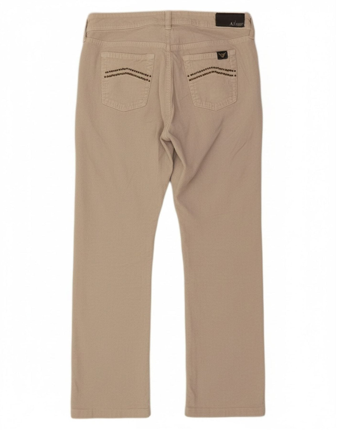Calça feminina reta de veludo ARMANI W29 L26 algodão bege