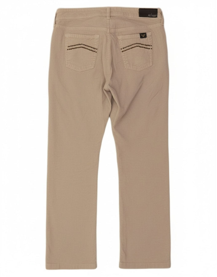 Calça feminina reta de veludo ARMANI W29 L26 algodão bege