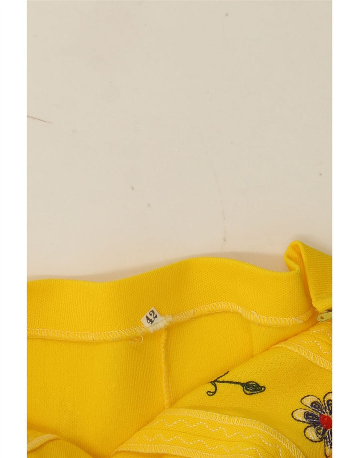 Vestido frente única feminino vintage IT 42 floral amarelo médio