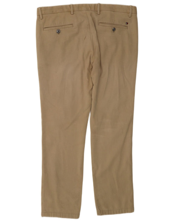 Tommy Hilfiger Mens Slim Chino Calças W34 L30 Algodão Bege