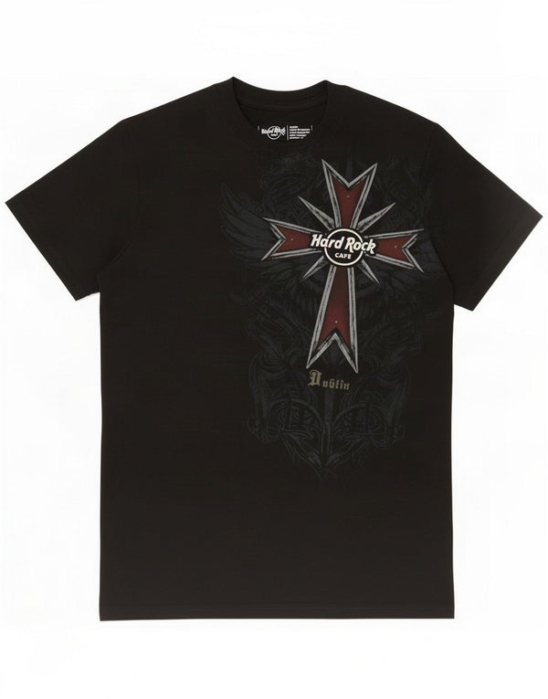 Hard Rock Cafe Mens Dublin Graphic T-Shirt Top Pequeno Algodão Preto