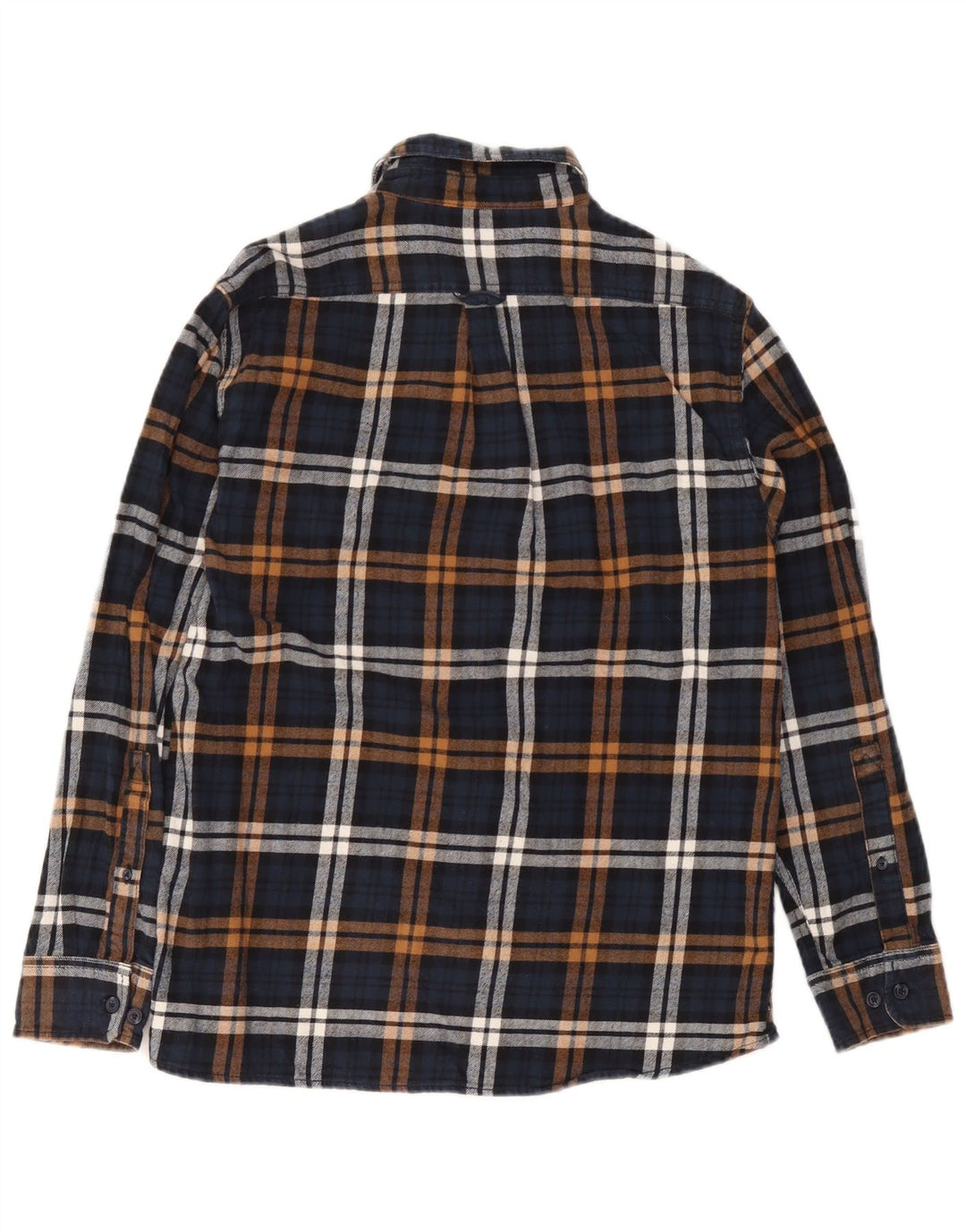 Camisa masculina de flanela Eddie Bauer de algodão xadrez azul marinho médio