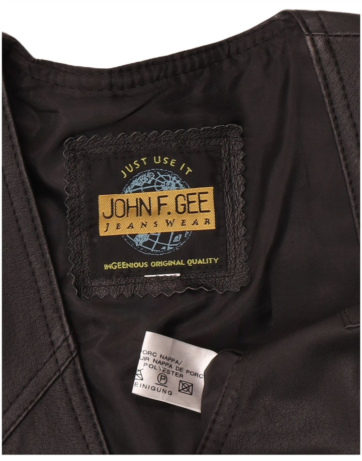 Colete masculino de couro John F Gee grande couro preto