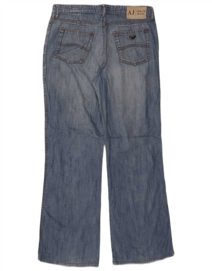 ARMANI Calça jeans feminina desgastada com bootcut W31 L29 algodão azul