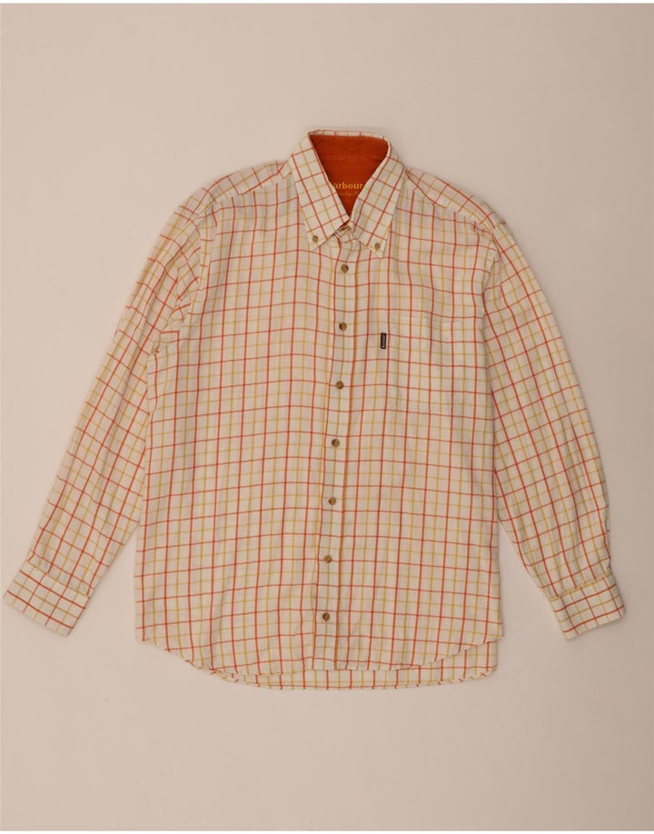 Camisa masculina Barbour XL laranja xadrez algodão
