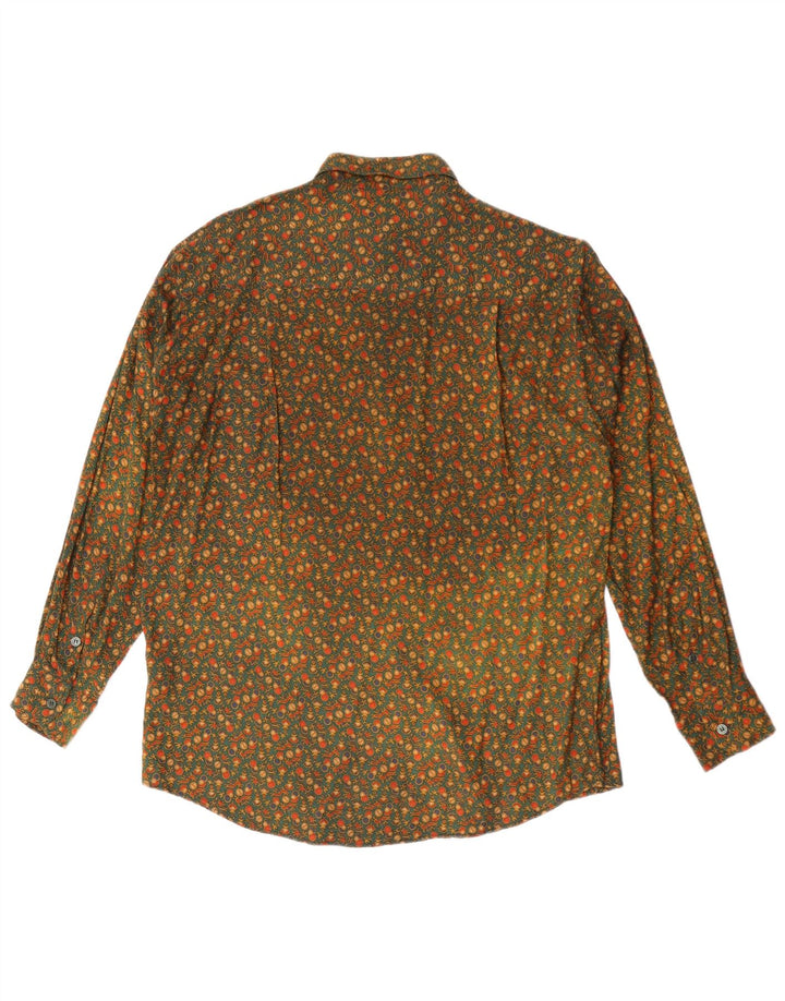 Camisa masculina VINTAGE grande cáqui viscose geométrica