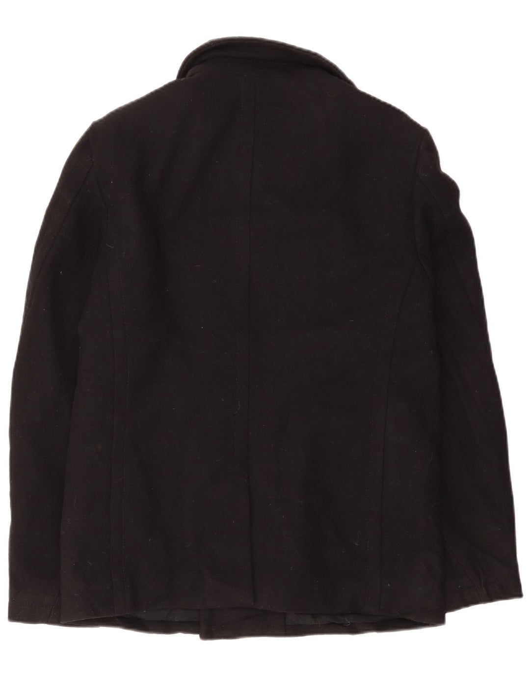 Superdry Mens Pea Coat UK 40 Grande Lã Preta