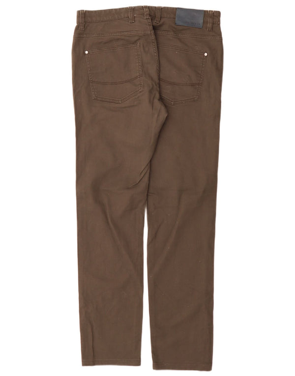 Calça casual slim masculina Ted Baker W32 L31 algodão cáqui