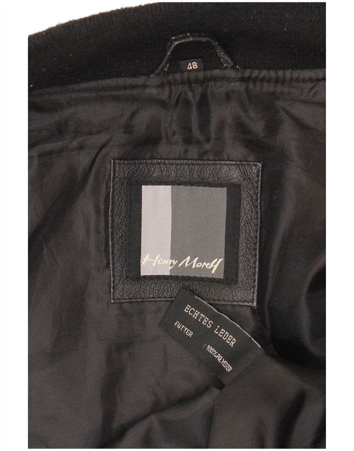 Jaqueta masculina de couro bomber Henry Morell EU 48 couro preto médio