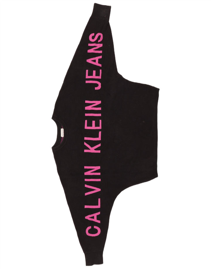 CALVIN KLEIN JEANS Suéter feminino cropped UK 14 médio preto