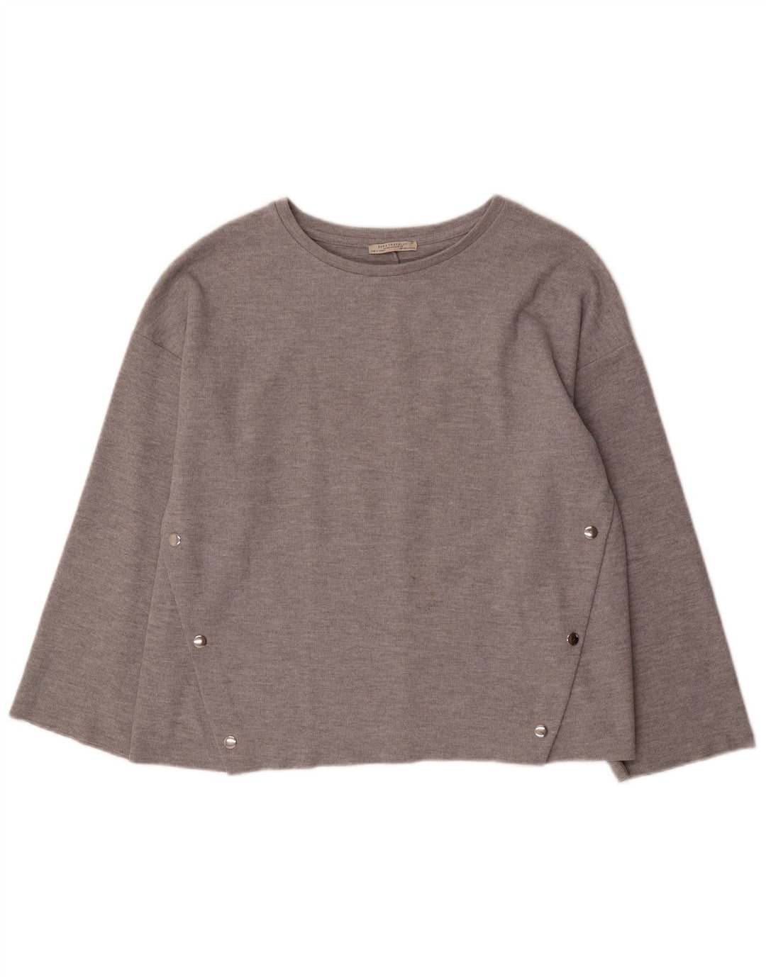 Top feminino ZARA de manga comprida UK 14 algodão cinza médio