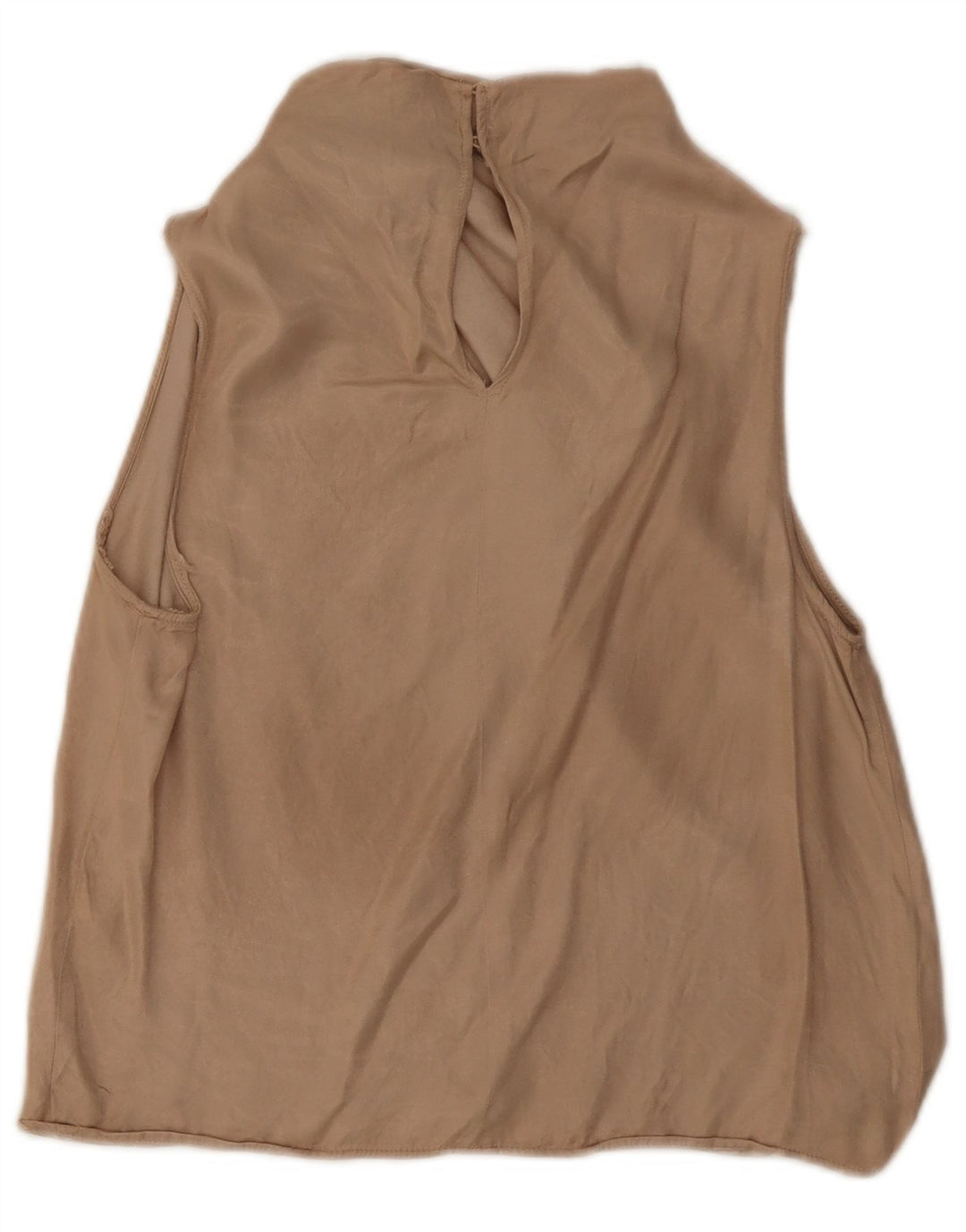 Blusa feminina sem mangas ZARA UK 10 pequena viscose bege