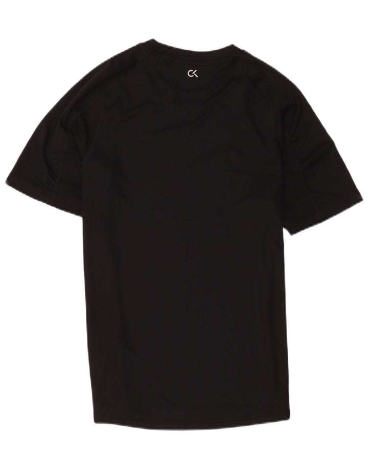 Camiseta masculina Calvin Klein com estampa gráfica pequena de poliéster preto