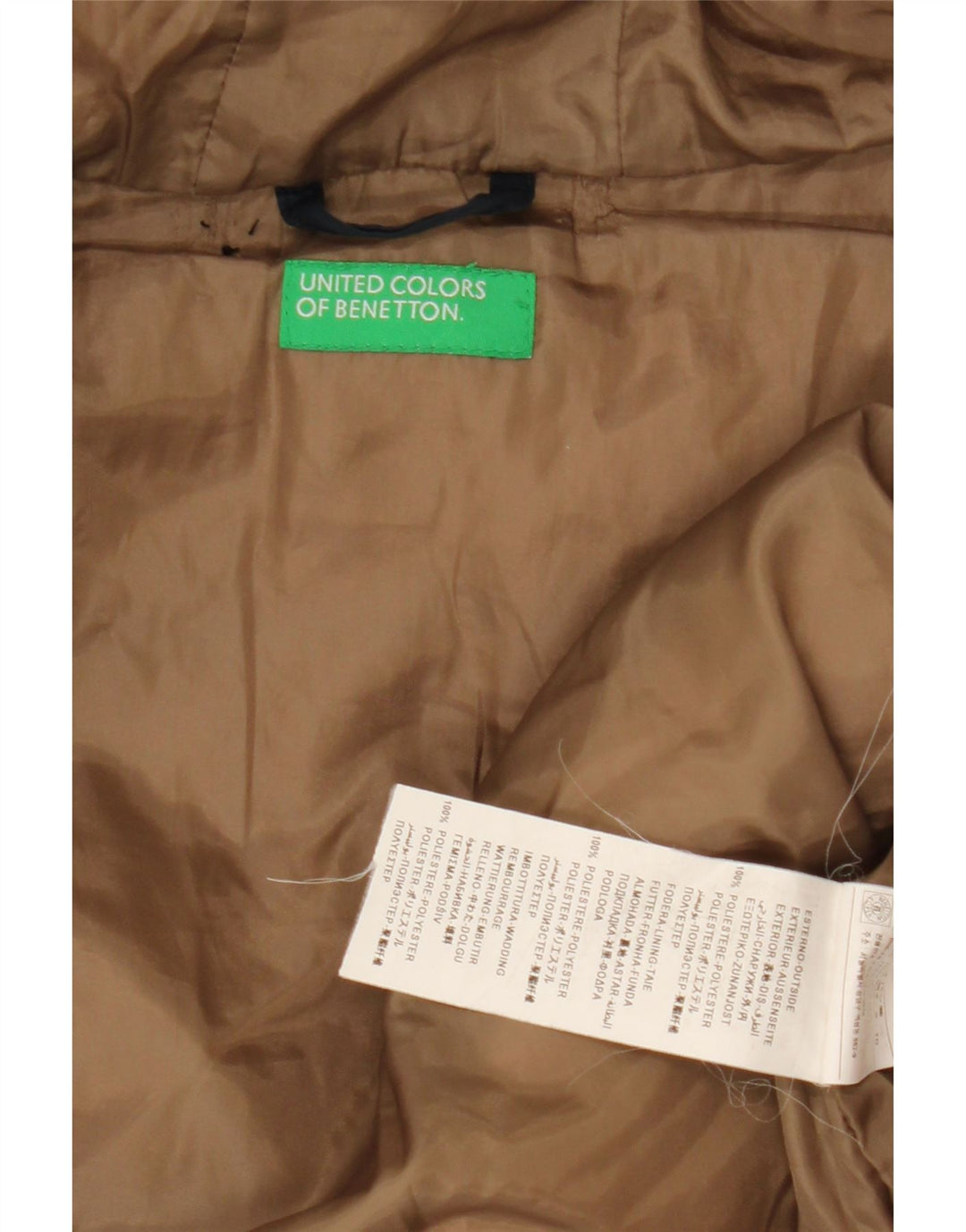 Casaco acolchoado com capuz feminino Benetton UK 20 2XL poliéster azul marinho