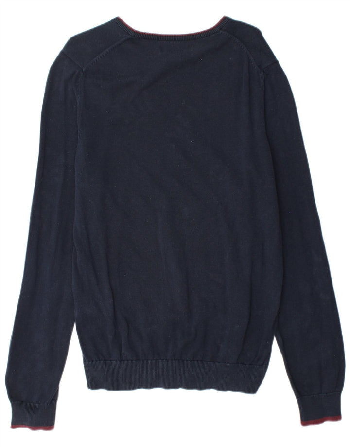 Suéter masculino BEN SHERMAN com gola canoa, algodão azul marinho médio