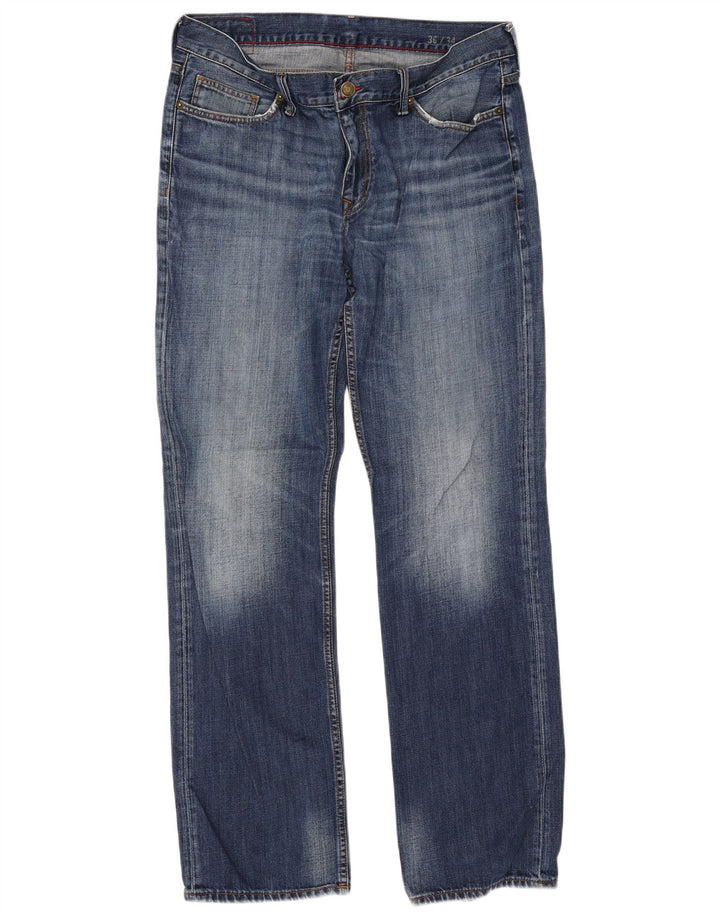 Tommy Hilfiger Masculino Regular Straight Jeans W36 L34 Azul Algodão