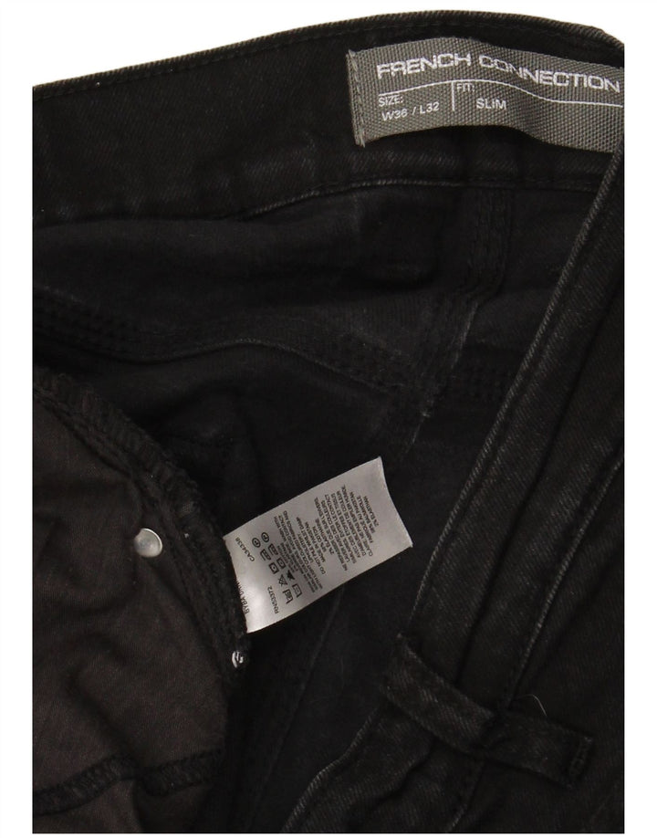 FRENCH CONNECTION Mens Jeans Slim W36 L32 Algodão Preto