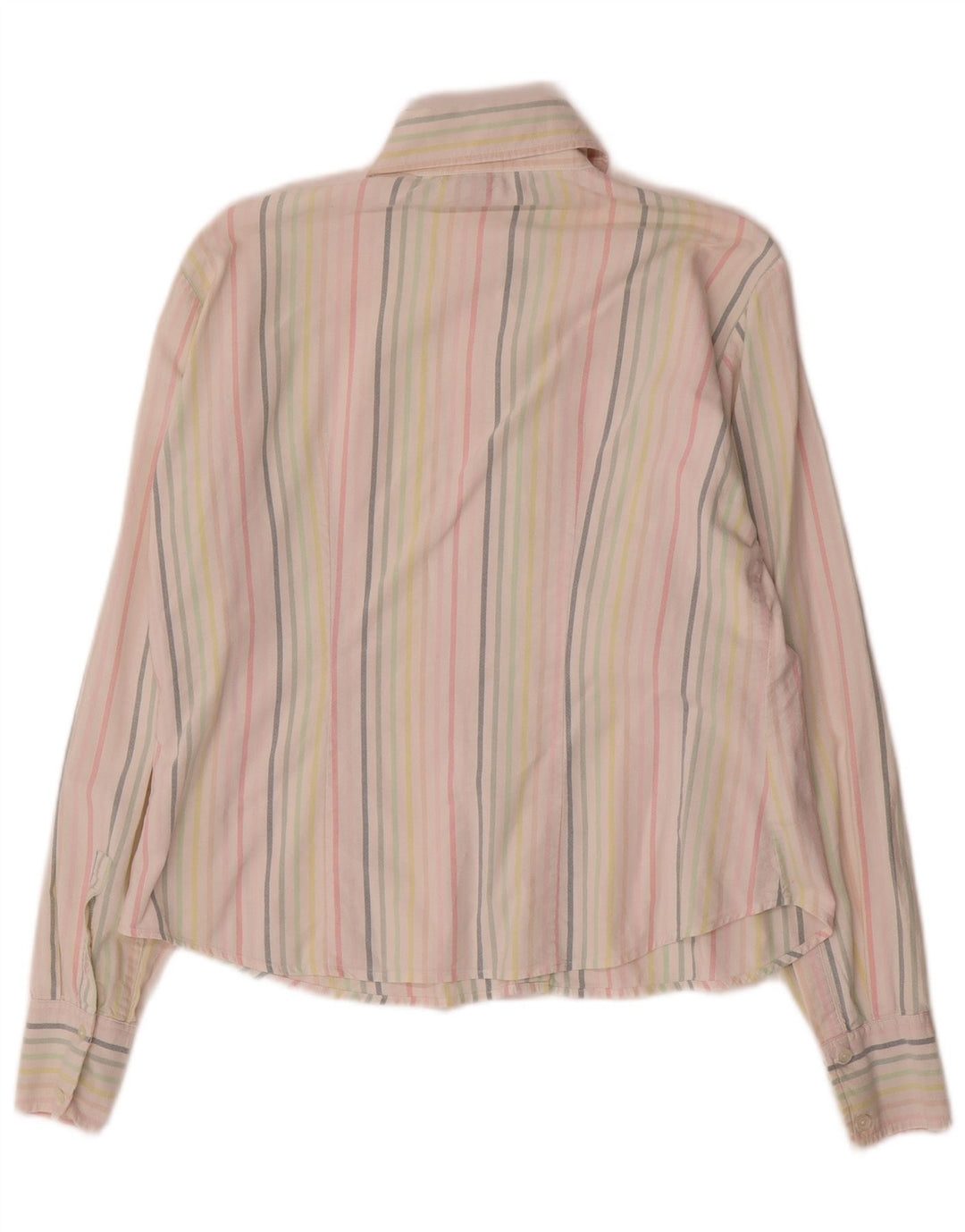Camisa grande feminina Gant Reino Unido 10 pequena risca de giz multicolorida de algodão