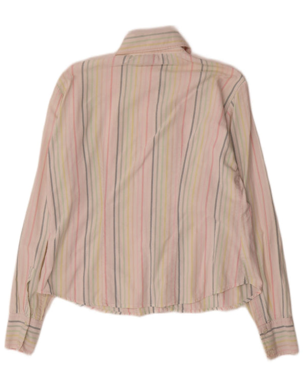 Camisa grande feminina Gant Reino Unido 10 pequena risca de giz multicolorida de algodão