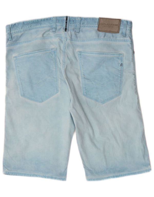 Shorts jeans masculino Replay W34 grande algodão azul