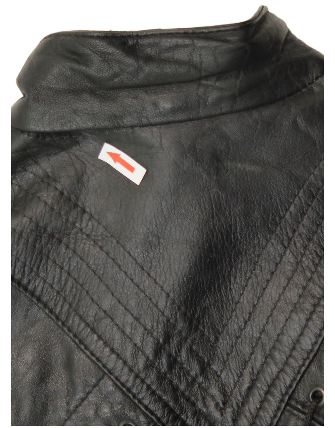 Jaqueta de couro vintage feminina folgada Reino Unido 14 médio preto