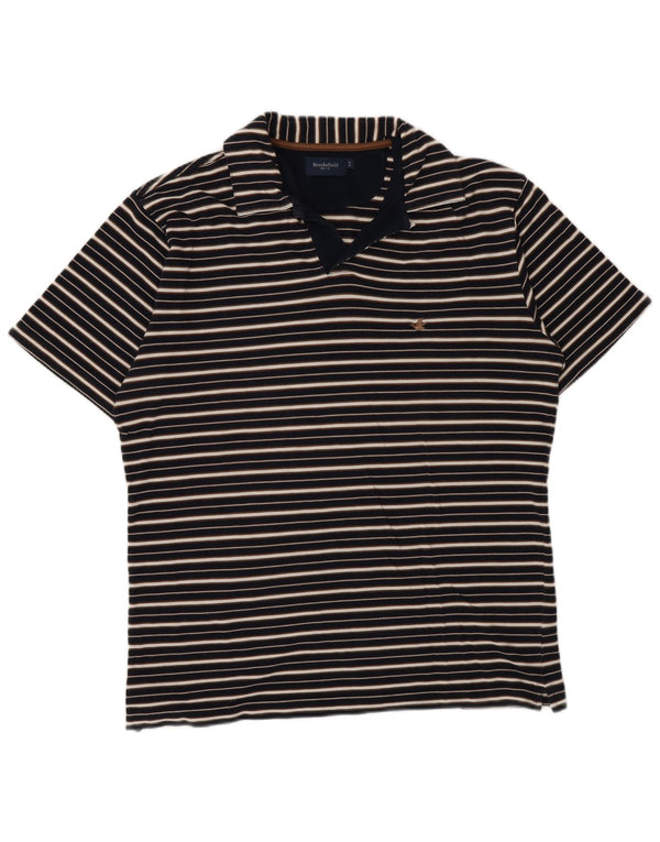 Camisa polo masculina Brooksfield IT 52 grande listrada azul marinho