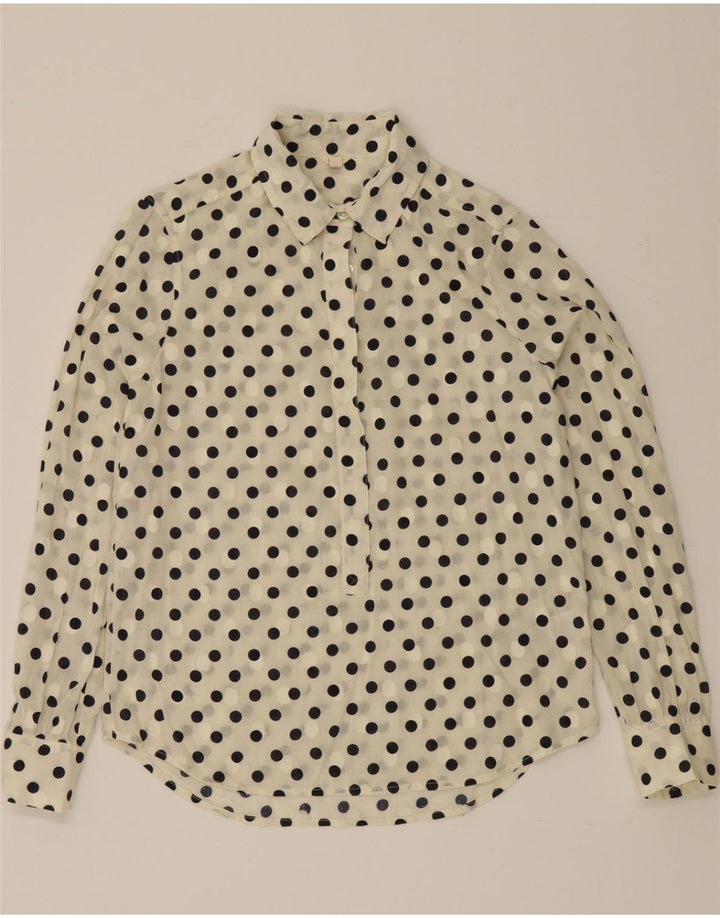 J. CREW Womens Oversized Pullover Shirt US 00 2XS White Polka Dot Cotton Vintage J. Crew and Second-Hand J. Crew from Messina Hembry 