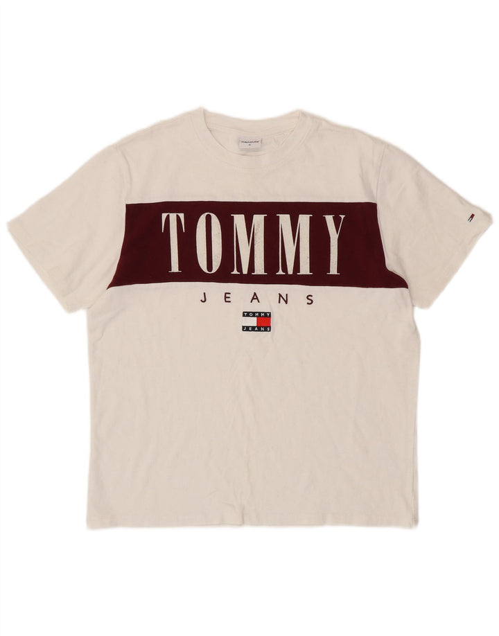Camiseta gráfica masculina TOMMY HILFIGER Top médio branco colorblock