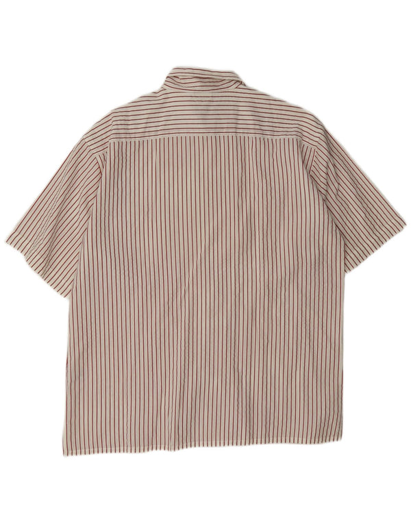 Camisa masculina vintage de manga curta XL algodão listrado branco